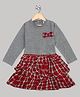 The Sandbox Clothing Co Cotton Knit Full Sleeves Bow Applique Detailed & Checked Layered Dress - Grey