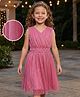 Hola Bonita Knit Sleeveless Glitter Mesh Fabric Solid Dress - Pink