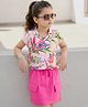 OLLINGTON ST. Cotton Knit Half Sleeves Floral Printed Shirt Top & Knit Skirt Set - Light Pink