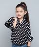 PinkChick Cotton Woven Full Sleeves Polka Dots Printed Shirt - Black