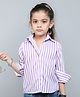 PinkChick Cotton Woven Full Sleeves Striped Shirt - Lilac
