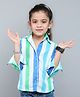 PinkChick Cotton Woven Full Sleeves Striped Shirt - Blue