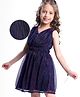 Hola Bonita Knit Sleeveless Glitter Mesh Fabric Solid Dress - Navy Blue