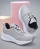 asian Go Chase Text Designed Lace Up Shoes - Light Grey