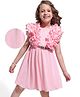 Hola Bonita Knit Sleeveless Pleated Fabric Solid Ruffle Dress With Belt - Pink