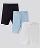Primo Gino Cotton Knit Solid Colour Cyclic Shorts Pack Of 3 - Light Blue White & Navy Blue