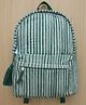 PEXX Cotton Backpack Stripe Print Green-Height 12 inches