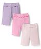 Bonfino 100% Cotton Knit Rib Solid Color Shorts Pack of 3 - Pink Lavender & Peach