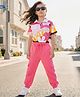 OLLINGTON ST. Cotton Half Sleeves Printed Top & Joggers Set - Multicolor & Pink