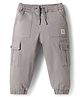 Babyhug Twill Woven Full Length Solid Color Joggers - Grey