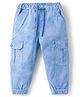Babyhug Twill Woven Full Length Trouser With Leaf Print & Stretch - Blue