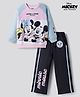 Bonfino Disney Terry Knit Full Raglan Sleeves T-Shirt & Lounge Pant Set With Minnie & Friends Graphics & Badge Detailing - Multicolor