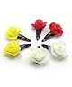 Milyra Set Of 3 Floral Applique Detailed Hair Clips - Red Yellow & White