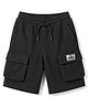 Pine Kids 100% Cotton Knit  Shorts With Cargo Pockets & Patch - Black