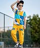 OLLINGTON ST. Cotton Knit Half Sleeves Printed Polo T-Shirt &  Joggers Set - Multicolor & Yellow