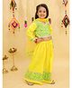Junitos Cotton Woven Full Sleeves Floral Printed Gota Lace Embellished Lehenga Choli With Dupatta Set - Yellow