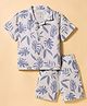 JASH KIDS Cotton Woven Half Sleeves Shirt & Shorts Co-ord Set With Leaf Print - Blue
