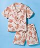JASH KIDS Cotton Woven Half Sleeves Shirt & Shorts Co-ord Set With Leaf Print - Rust Orange
