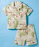 JASH KIDS Cotton Woven Half Sleeves Shirt & Shorts Co-ord Set With Tropical Print - Green
