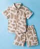 JASH KIDS Cotton Woven Half Sleeves Printed Shirt & Shorts Co-ord Set - Khaki