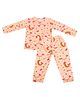BABY CLOSET Knitted Knit Full Sleeves Rainbow Printed Coordinating Winter Night Suit Set- Peach