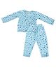 BABY CLOSET Knitted Knit Full Sleeves Doodle Art Magical Hearts Printed Coordinating Winter Night Suit Set - Blue
