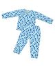 BABY CLOSET Knitted Knit Full Sleeves Elephant Printed Coordinating Winter Night Suit Set - Blue