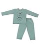 BABY CLOSET Knitted Knit Full Sleeves Cool Kids Never Sleep Text Printed  Winter Night Suit Set - Green
