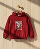 Cutiekins Fleece Knit Full Sleeves Soccer Printed Light Winter Hoodie - Maroon