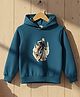 Cutiekins Fleece Knit Full Sleeves Bike Rider Printed Light Winter Hoodie - Teal Blue