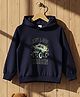 Cutiekins Fleece Knit Full Sleeves Monster Truck Printed Light Winter Hoodie - Navy Blue