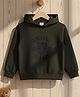 Cutiekins Fleece Knit Full Sleeves Tiger & College League  Printed Light Winter Hoodie - Dark Green