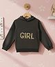 Cutiekins Fleece Knit Full Sleeves Mamas Girl Text Printed Light Winter Hoodie - Olive Green