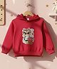 Cutiekins Fleece Knit Full Sleeves Owl & Floral Printed Light Winter Hoodie - Rani Pink
