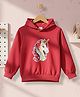 Cutiekins Fleece Knit Full Sleeves Unicorn Printed Light Winter Hoodie - Rani Pink