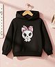 Cutiekins Fleece Knit Full Sleeves Cute Kitten Printed Light Winter Hoodie - Black