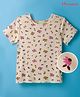 Honeyhap Premium Cotton Rib Knit With Bio Finish Half Sleeves T-Shirt With Floral Print - Shortbread