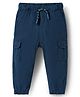 Babyhug Tussor Woven Full Length Solid Colour Trouser Pant - Navy Blue