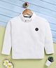 TOONYPORT Cotton Blend Woven Full Sleeves Textured H Text Patch Detailed Light Winter Sweatshirt - White