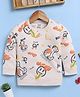 TOONYPORT Cotton Blend Woven Full Sleeves Bear & Typography Printed Light Winter Sweatshirt - Cream