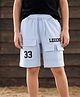 Pine Kids Looper Knit Solid Shorts With Text Print - Light Blue