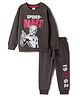 Bonfino Marvel Terry Knit Full Sleeves Oversized Sweatshirt & Lounge Pant Set with Spiderman Graphic - Charcoal Grey