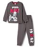 Bonfino Marvel Terry Knit Full Sleeves Oversized Sweatshirt & Lounge Pant Set with Spiderman Graphic - Charcoal Grey