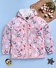 TOONYPORT Woven Full Sleeves Bear & Leaves Printed Light Winter Hooded Jacket - Pink