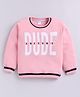 Kidcity Fleece Knit Full Sleeves Awesome Dude Text Printed Light Winter Sweatshirt - Peach Pink