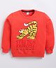 Kidcity Cotton Knit Full Sleeves Stretch Exercise Text & Tiger Printed Light Winter Sweatshirt - Cherry