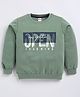 Kidcity Cotton Looperknit Full Sleeves Open Your Mind Text Printed Light Winter Sweatshirt - Olive