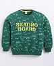 Kidcity Cotton Knit Full Sleeves Skating Board Text Printed Light Winter Sweatshirt - Bottle Green