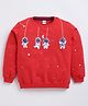 Kidcity Cotton Knit Christmas Theme Full Sleeves Astronaut Printed Light Winter Sweatshirt - Red