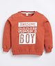 Kidcity Cotton Knit Full Sleeves Awesome Mamas Boy Text  Printed Light Winter Sweatshirt - Brown